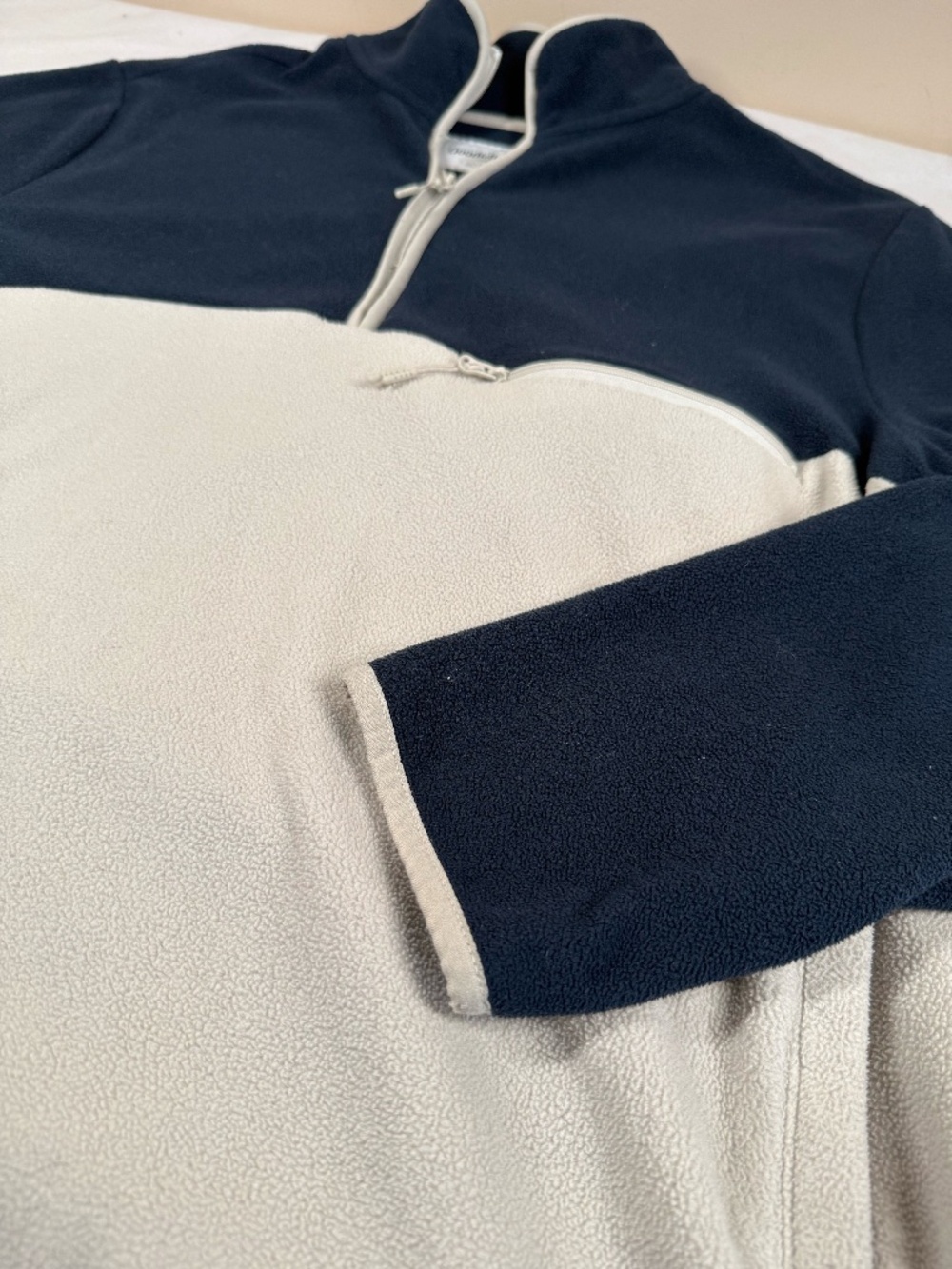 Goodfellow & Co Men's Quarter Zip Fleece Pullover Jacket Size XL - Blue/Cream